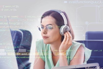 Female programmer working in office