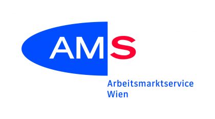 AMS Logo in Blau, weiß und rot