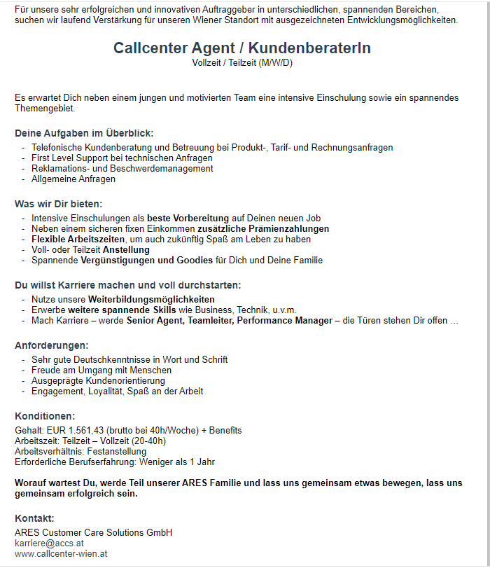 Dienstgeber Stellenbezeichnung Beschaftigung Ams Stellennummer Oder Direkt Bewerbung Buro Verwaltung Sachbearbeitung